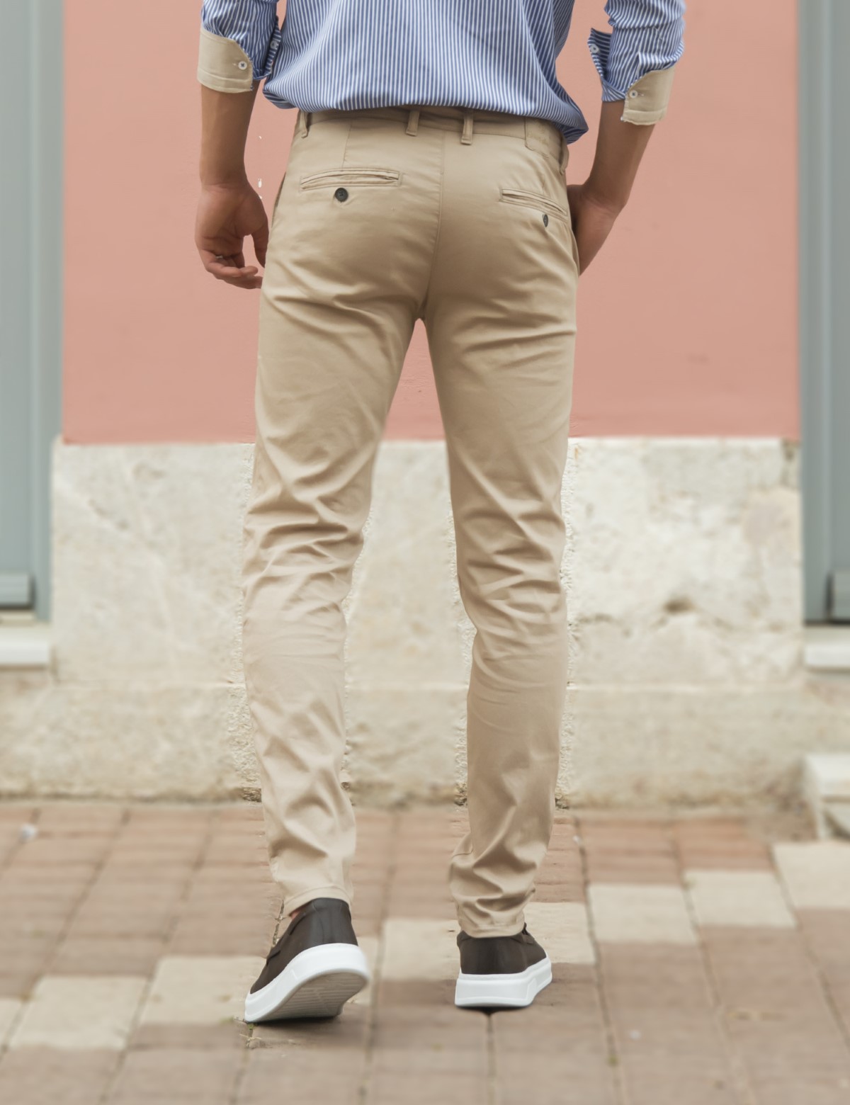 Ανδρικό μπεζ υφασμάτινο Chinos παντελόνι Ben Tailor 0285B φωτογραφία